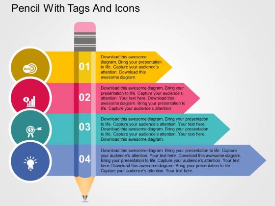 Pencil With Tags And Icons PowerPoint Templates Pencil With Tags And Icons PowerPoint Templates