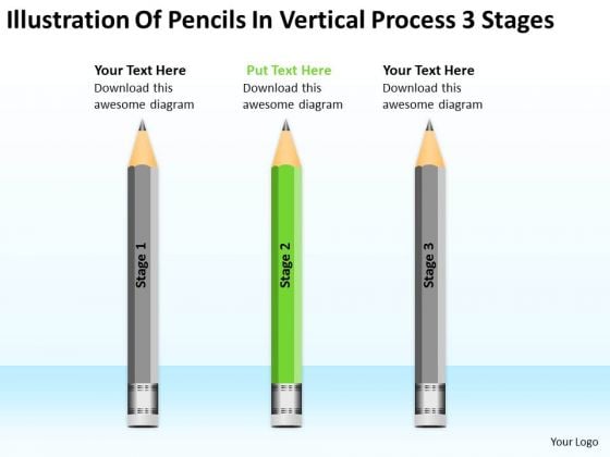 Pencils In Vertical Process 3 Stages Ppt Help Writing Business Plan PowerPoint Slides