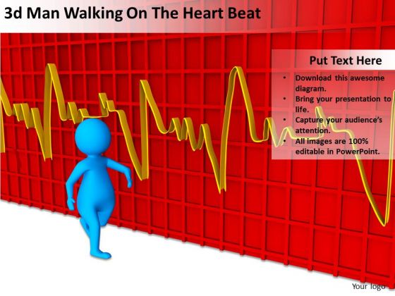 People In Business 3d Man Walking On The Heart Beat PowerPoint Templates People In Business 3d Man Walking On The Heart Beat PowerPoint Templates