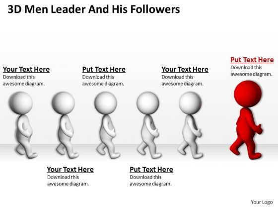 People In Business 3d Men Leader And His Followers PowerPoint Templates