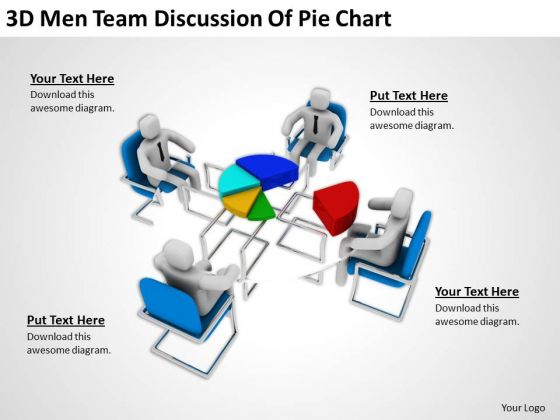 People In Business 3d Men Team Discussion Of Pie Chart PowerPoint Templates