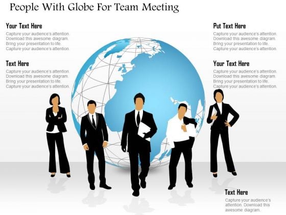 People With Globe For Team Meeting PowerPoint Template People With Globe For Team Meeting PowerPoint Template