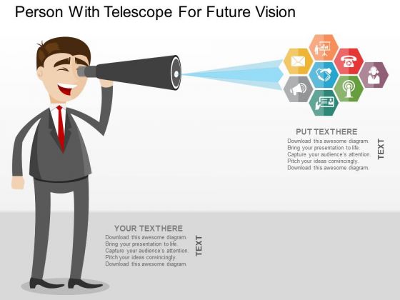 Person With Telescope For Future Vision PowerPoint Templates Person With Telescope For Future Vision PowerPoint Templates