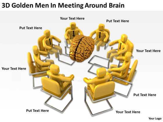 Pictures Of Business Men 3d Golden Meeting Around Brain PowerPoint Slides Pictures Of Business Men 3d Golden Meeting Around Brain PowerPoint Slides