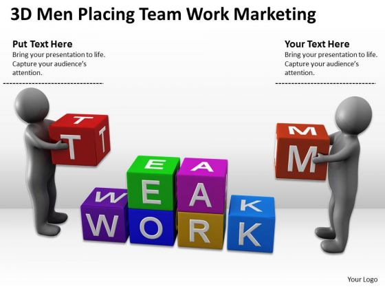 Pictures Of Business Men 3d Placing Team Work Marketing PowerPoint Slides