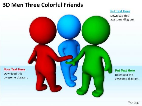 Pictures Of Business Men 3d Three Colorful Friends PowerPoint Slides