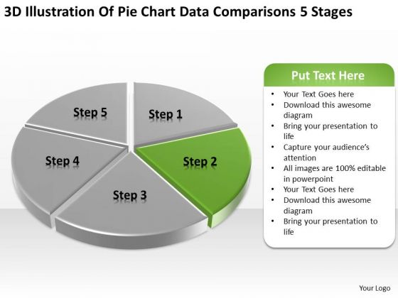 Pie Chart Data Comparisons 5 Stages Business Plan PowerPoint Templates
