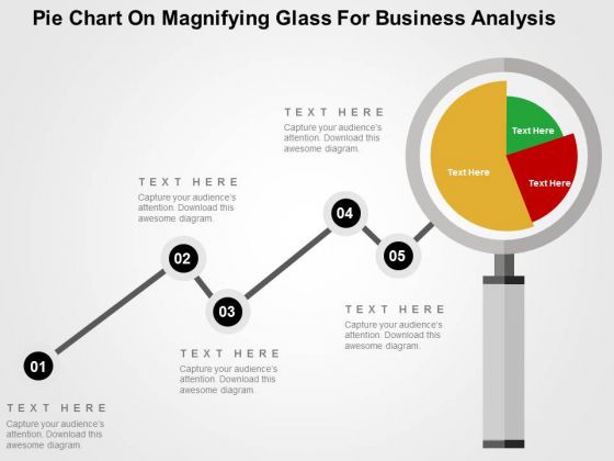 Pie Chart On Magnifying Glass For Business Analysis PowerPoint Template Pie Chart On Magnifying Glass For Business Analysis PowerPoint Template