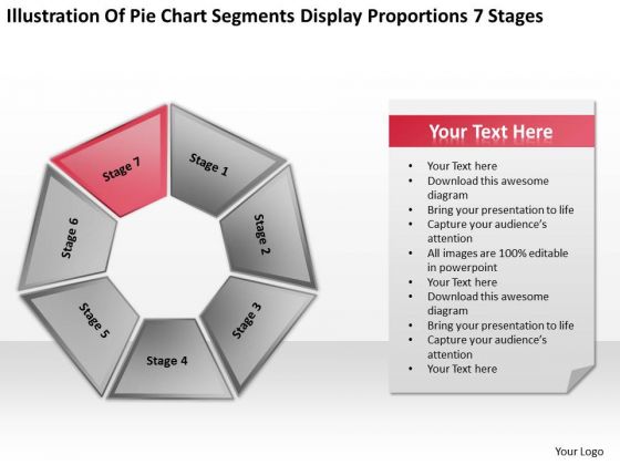 Pie Chart Segments Display Proportions 7 Stages Ppt PowerPoint Slides
