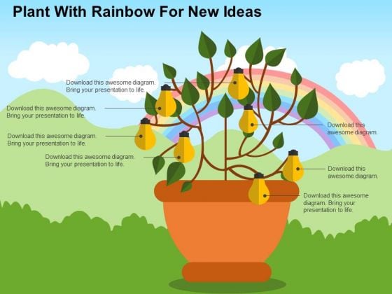Plant With Rainbow For New Ideas PowerPoint Template Plant With Rainbow For New Ideas PowerPoint Template