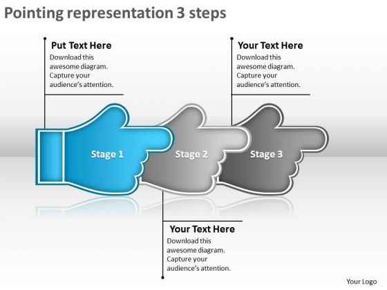 Pointing Representation 3 Steps What Is Flow Charts PowerPoint Slides