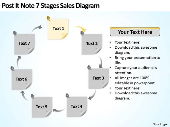 Post It Note 7 Stages Sales Diagram Ppt Business Plans That Work PowerPoint Slides Post It Note 7 Stages Sales Diagram Ppt Business Plans That Work PowerPoint Slides
