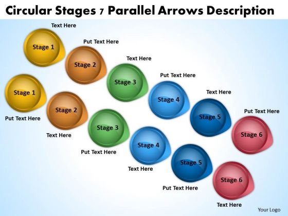 PowerPoint Arrow Shapes Circular Stages 7 Parallel Arrows Description Slides PowerPoint Arrow Shapes Circular Stages 7 Parallel Arrows Description Slides