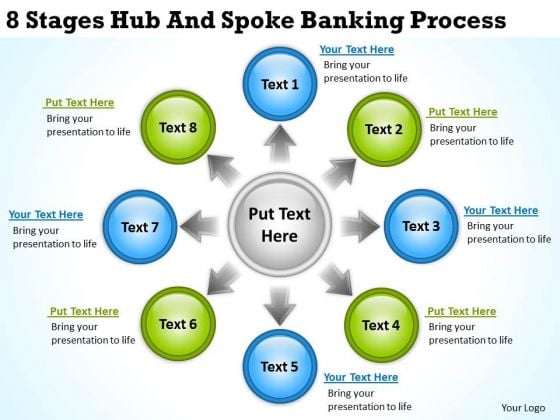 PowerPoint Business 8 Stages Hub And Spoke Banking Process Templates PowerPoint Business 8 Stages Hub And Spoke Banking Process Templates