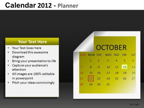 PowerPoint Calendar October 2012 PowerPoint Calendar October 2012