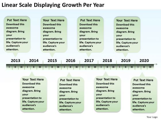 powerpoint_circular_arrows_linear_scale_displaying_growth_per_year_templates_1