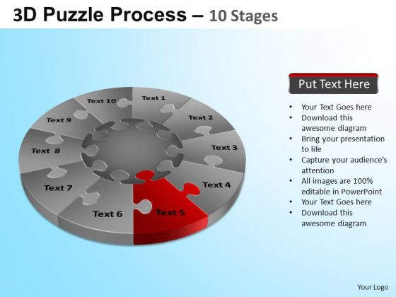 PowerPoint Design Sales Puzzle Segment Pie Chart Ppt Template