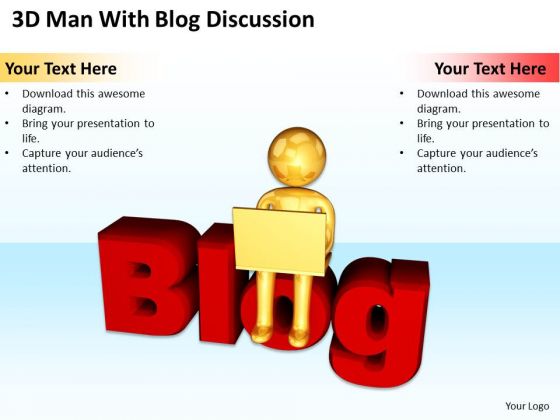 PowerPoint Graphics Business 3d Man With Blog Discussion Templates PowerPoint Graphics Business 3d Man With Blog Discussion Templates