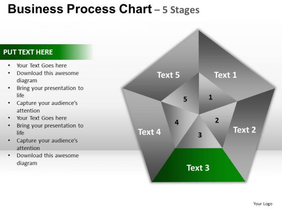 PowerPoint Layouts Success Pentagon Pie Chart Ppt Slides