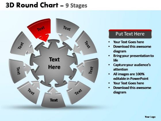 PowerPoint Process Chart Pie Chart With Arrows Ppt Design Slides