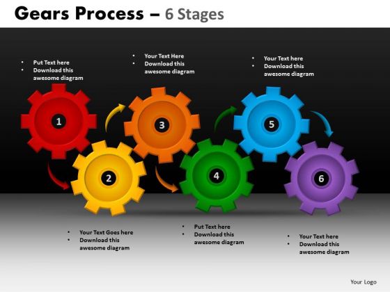 PowerPoint Process Editable Gears Process Ppt Backgrounds