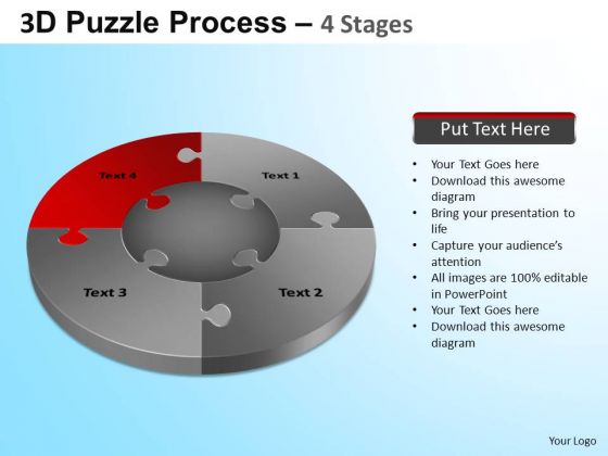 PowerPoint Process Process Jigsaw Pie Chart Ppt Slides