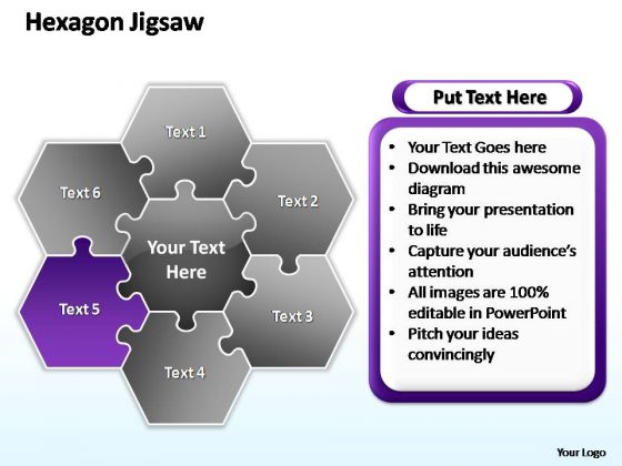PowerPoint Slide Company Hexagon Jigsaw Ppt Presentation