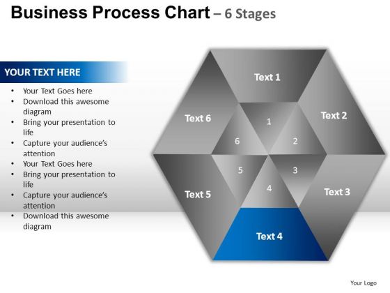 PowerPoint Slidelayout Chart Hexagon Pie Chart Ppt Theme