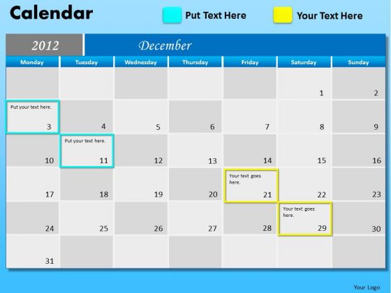 PowerPoint Slides Corporate December 2012 Calendar Ppt Theme PowerPoint Slides Corporate December 2012 Calendar Ppt Theme