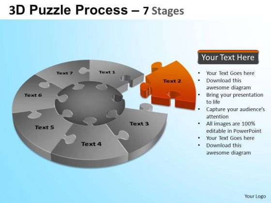 PowerPoint Slides Process Jigsaw Pie Chart Ppt Slides