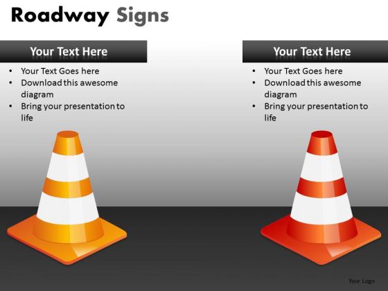 PowerPoint Slides With Orange And Yellow Traffic Cones PowerPoint Slides With Orange And Yellow Traffic Cones