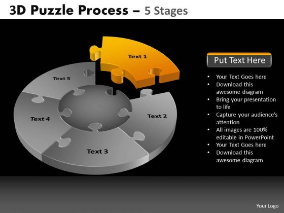 PowerPoint Theme Diagram Pie Chart Puzzle Process Ppt Slide