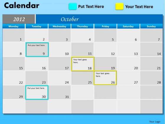 PowerPoint Theme Executive October Calendar 2012 Ppt Themes PowerPoint Theme Executive October Calendar 2012 Ppt Themes
