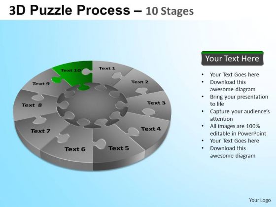 PowerPoint Theme Strategy Puzzle Segment Pie Chart Ppt Process