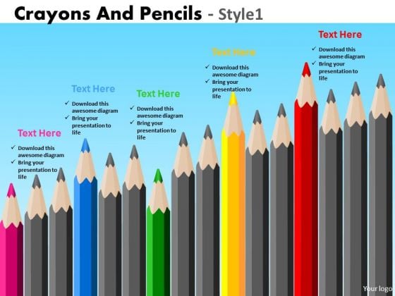PowerPoint Themes Corporate Education Crayons And Pencils Ppt Design