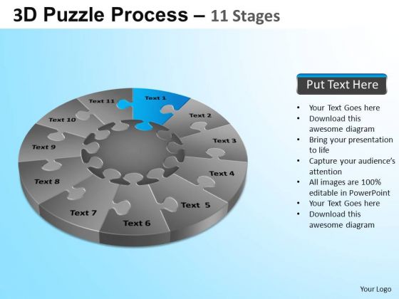 PowerPoint Themes Marketing Puzzle Segment Pie Chart Ppt Template