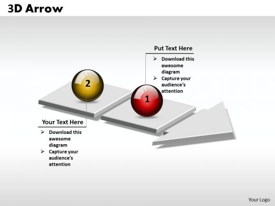 Ppt 3d Arrow Linear Sequence Of 2 Stages PowerPoint Templates