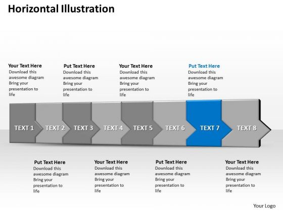 Ppt 3d Horizontal Illustration To Restrain Marketing Losses Eight Steps PowerPoint Templates