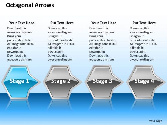 Ppt 3d Illustration Of Octagonal Arrows PowerPoint Templates 4 Stages