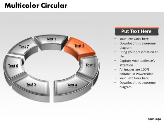 Ppt 3d Orange Animated Multicolor Circular Process PowerPoint Templates