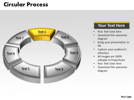 Ppt 3d Yellow Animated Multicolor Circular Process PowerPoint Templates