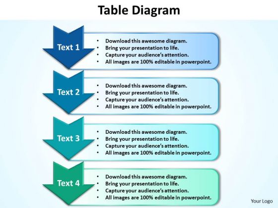 Ppt 4 Step Table Network Diagram PowerPoint Template Editable Templates