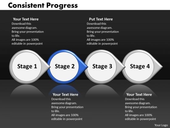 Ppt Consistent Progress Of Four Stages Involved Procedure PowerPoint Templates