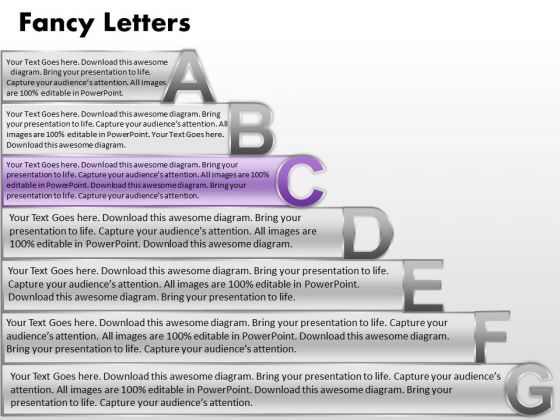 Ppt Fancy Letters Abcdefg With Textboxes Business Strategy PowerPoint Chart Templates