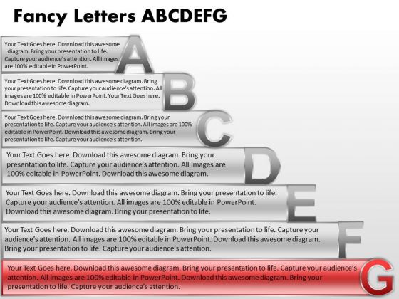 Ppt Fancy Letters Abcdefg With Textboxes Time Management PowerPoint Company Templates
