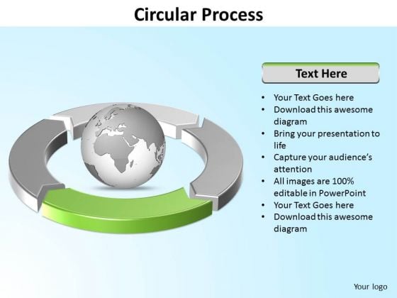 Ppt Four Segments Around Spinning Globe PowerPoint Template Circle Green Templates