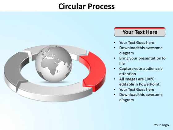 Ppt Four Segments Around Spinning Globe PowerPoint Template Circle Red Templates