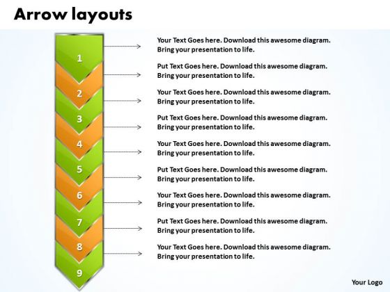 Ppt Go Green Layouts PowerPoint Free And Orange Arrow 9 Stages Templates Ppt Go Green Layouts PowerPoint Free And Orange Arrow 9 Stages Templates