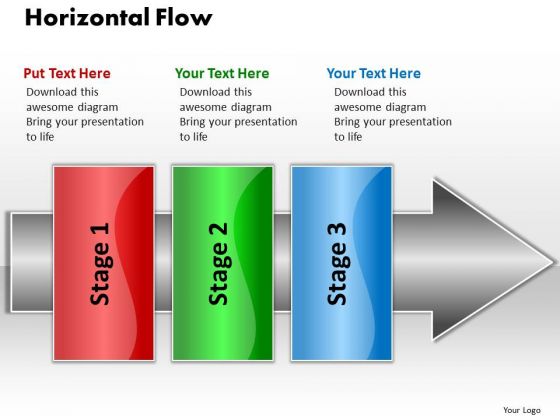 Ppt Horizontal Flow 3 Stages1 PowerPoint Templates
