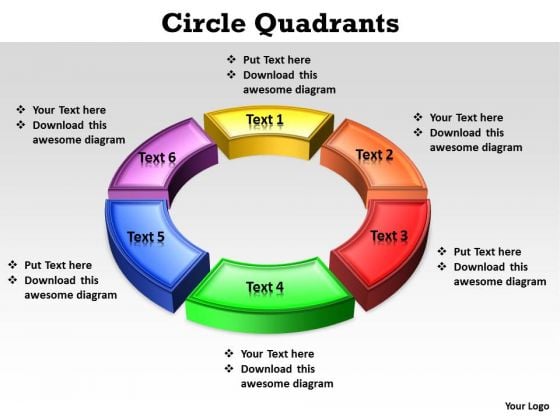 Ppt Parts Of Circle PowerPoint For Kids Games Quadrants 6 Points Templates